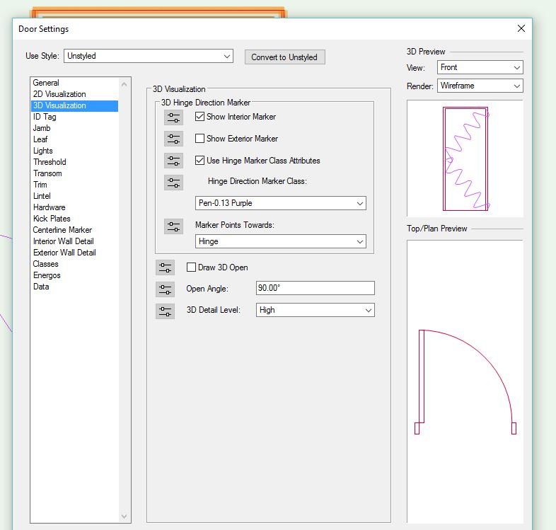 VW 2018 and Door Hinge Markers General Discussion Vectorworks