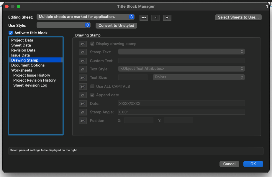 Drawing Stamp options grayed out Troubleshooting Vectorworks