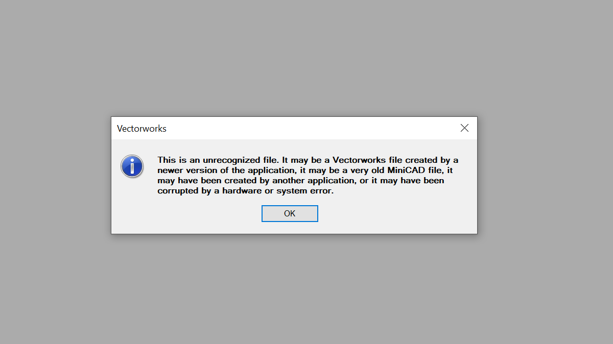 Trouble opening files - Troubleshooting - Vectorworks Community Board