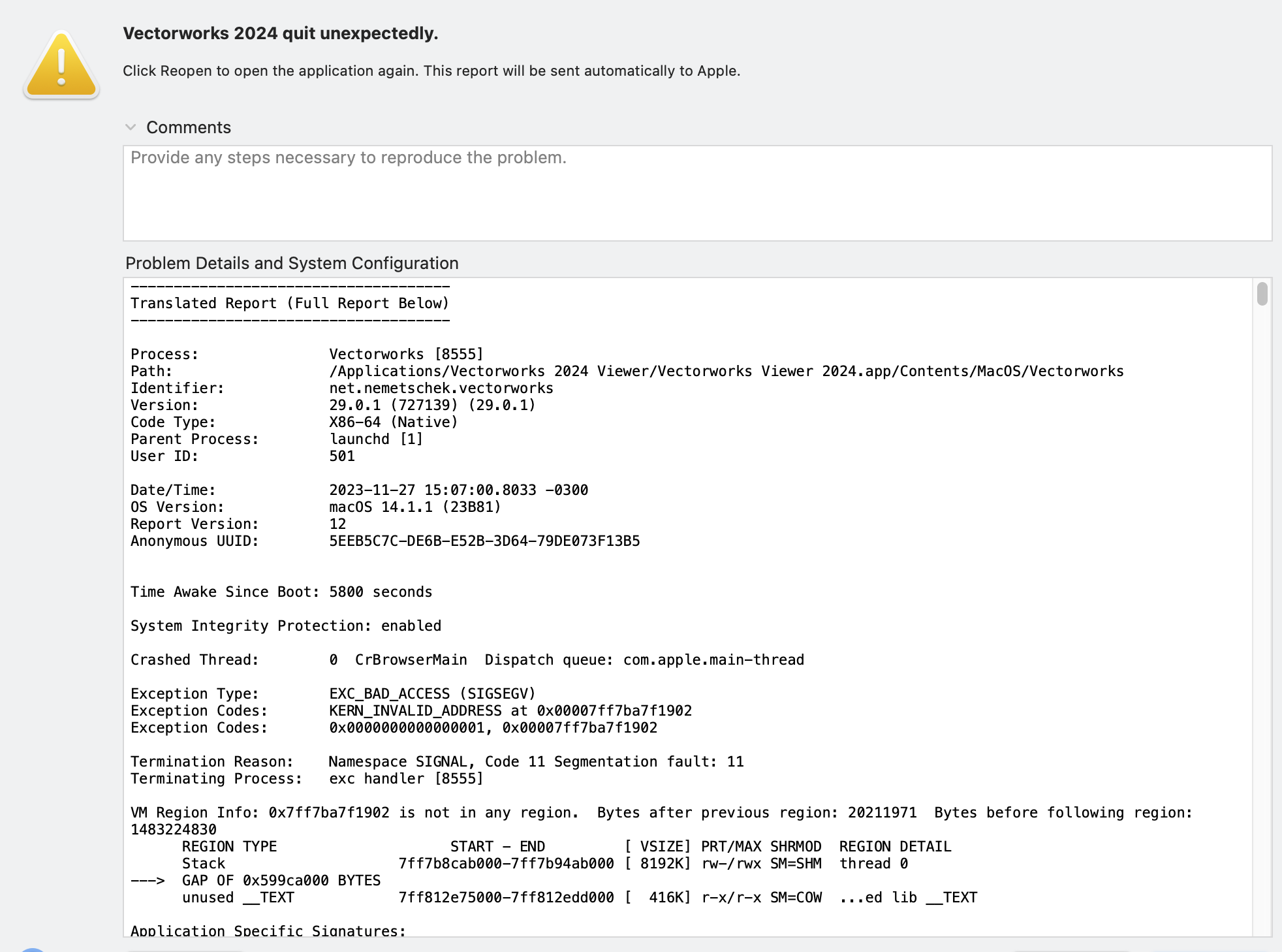 VW 2024, Full Version and Viewer CRASH on Sonoma Troubleshooting