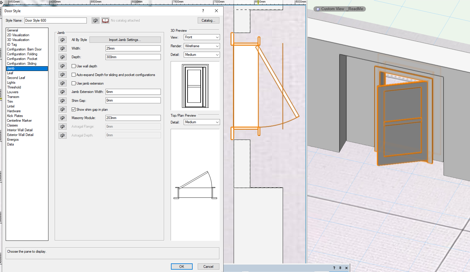 Doors windows in wall recess Architecture Vectorworks