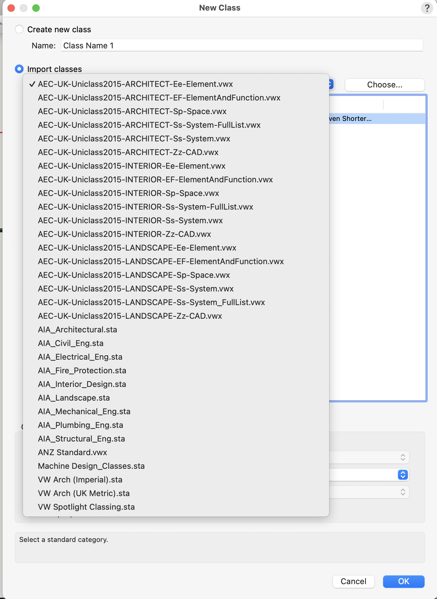 Class template of all default classes of Vectorworks objects - General ...