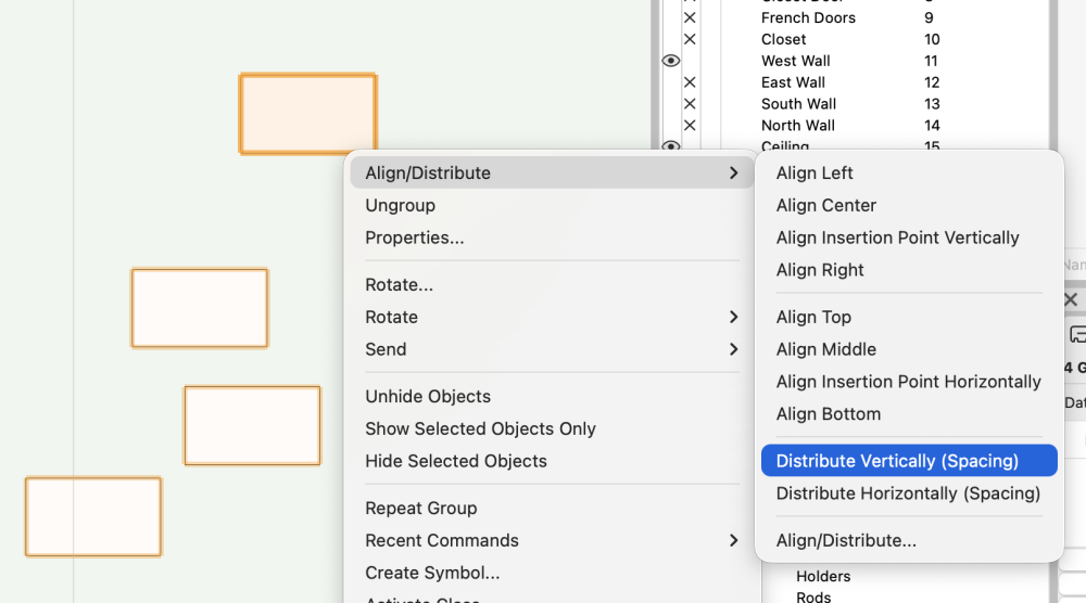 Distribute groups horizontally and vertically not working ...